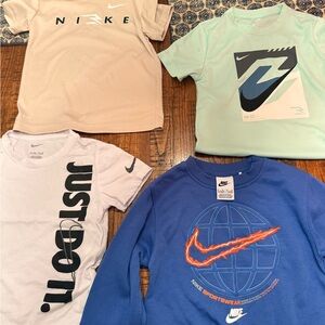 Nike Kids Graphic Tee and Sweatshirt Set - Beige, Mint, White, Blue
